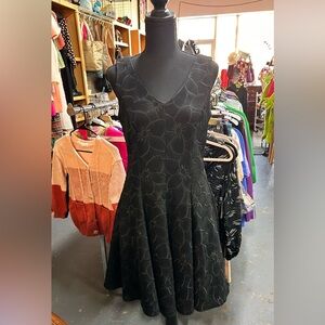 Leslie Fay Black Floral Midi Dress